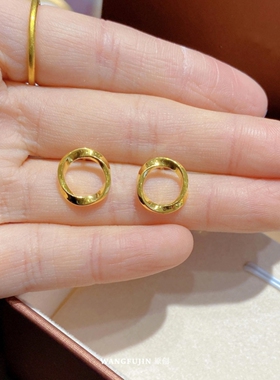 周先生gim莫比乌斯环耳钉 女纯银镀黄金色循环不规则耳环潮公主风