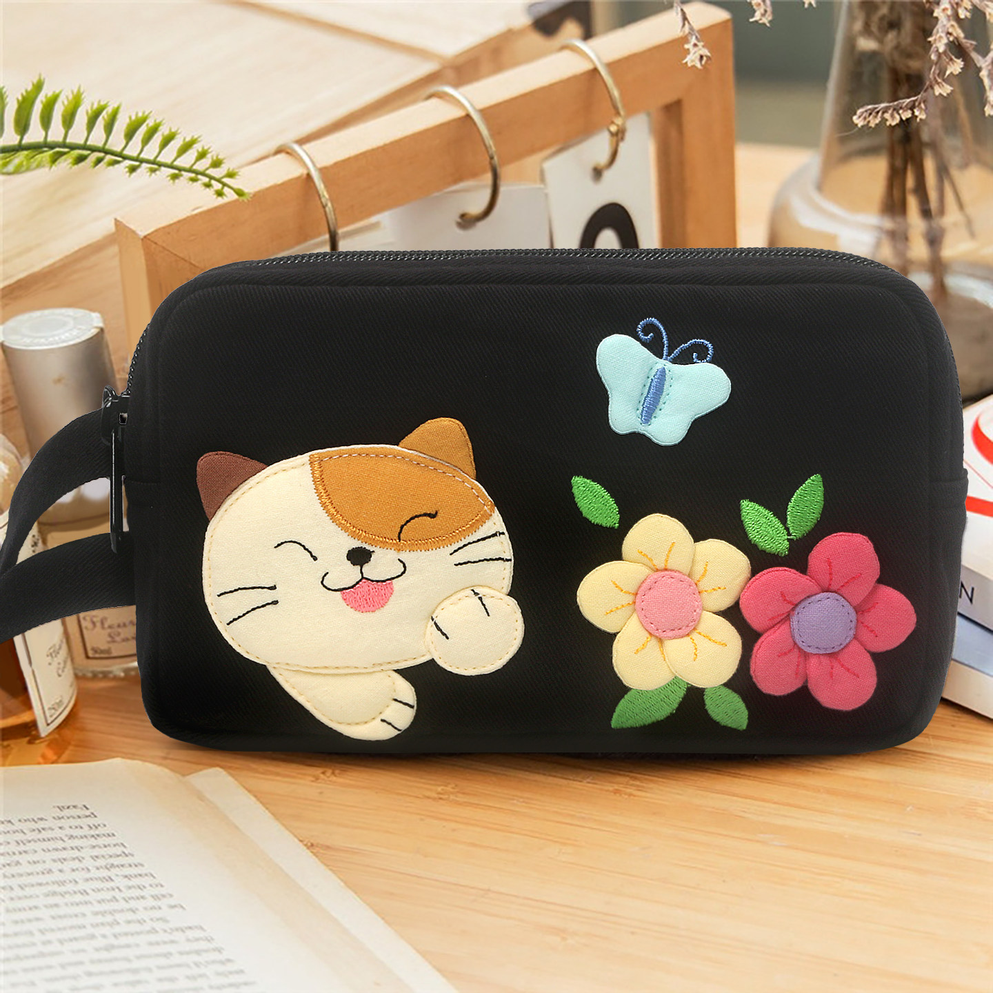 越南进口kine猫 立体花朵猫品牌散步女士手机包手腕带小手拿包