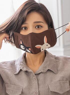 （可以洗的口罩）Kine猫 纯棉布艺口罩 卡通可爱成人口罩女士学生
