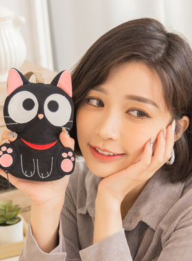 kine猫新款 可爱纯棉布艺抽拉式钥匙包零钱卡包书包挂件装饰女