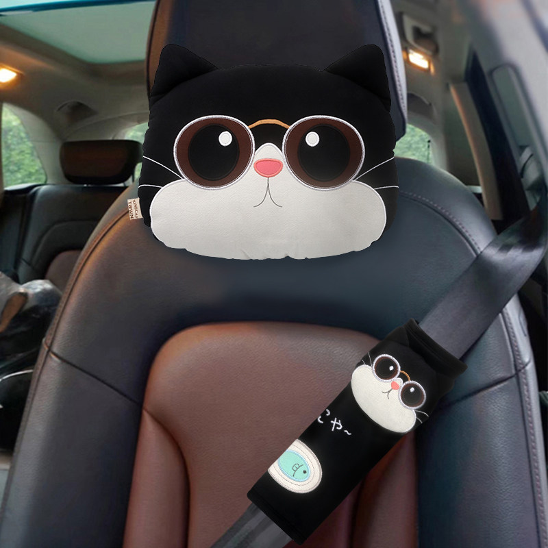 新款高级霸道总裁猫颈枕卡通可爱汽车座椅枕头车内饰品护颈枕男