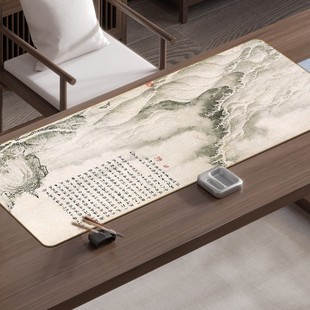 国风诗画超大办公桌垫防水键盘垫书法写字垫古画风山水画鼠标垫