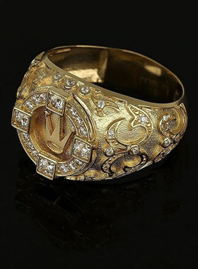 臻荣wish爆款镀18k黄金皇冠戒指