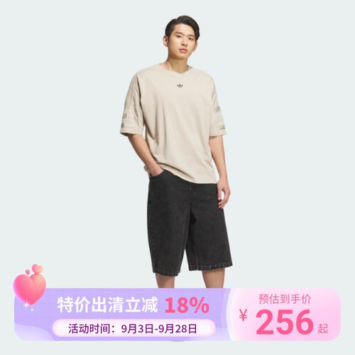 Adidas/阿迪达斯短裤新款透气纯棉牛仔宽松运动短裤JX5005