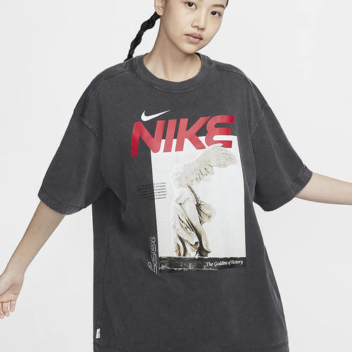 Nike耐克女2024夏水洗Oversize风T恤宽松休闲上衣 HF6292-060-133