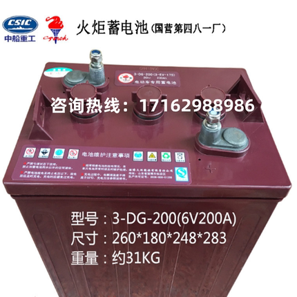 淄博火炬电池3-DG-200 电动车电瓶6V230AH益高观光车 巡逻车 叉车