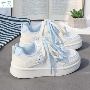 百搭2025新款小白鞋女式网面厚底圆头休闲鞋甜美百搭运动鞋