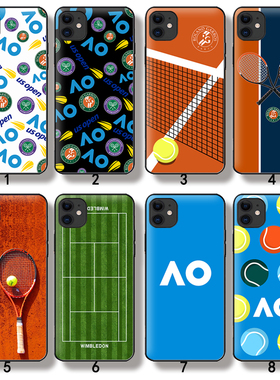 芒客 澳网蓝色主题手机壳温网球场玻璃硬壳男生 女生硅胶软壳iPhone15pro 华为mate60苹果16PM红米K70至尊k80