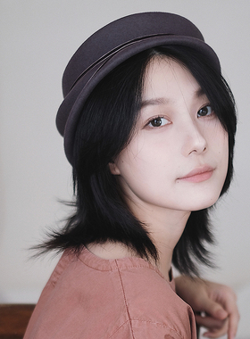 Lion~轨迹 丝绒环绕蝴蝶结圆顶羊毛呢礼帽贝雷帽秋冬女绿色紫色