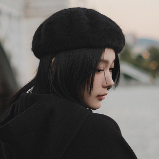 Lion～雪果子 百搭兔毛羊毛混纺贝雷帽画家帽秋冬女 毛茸茸经典