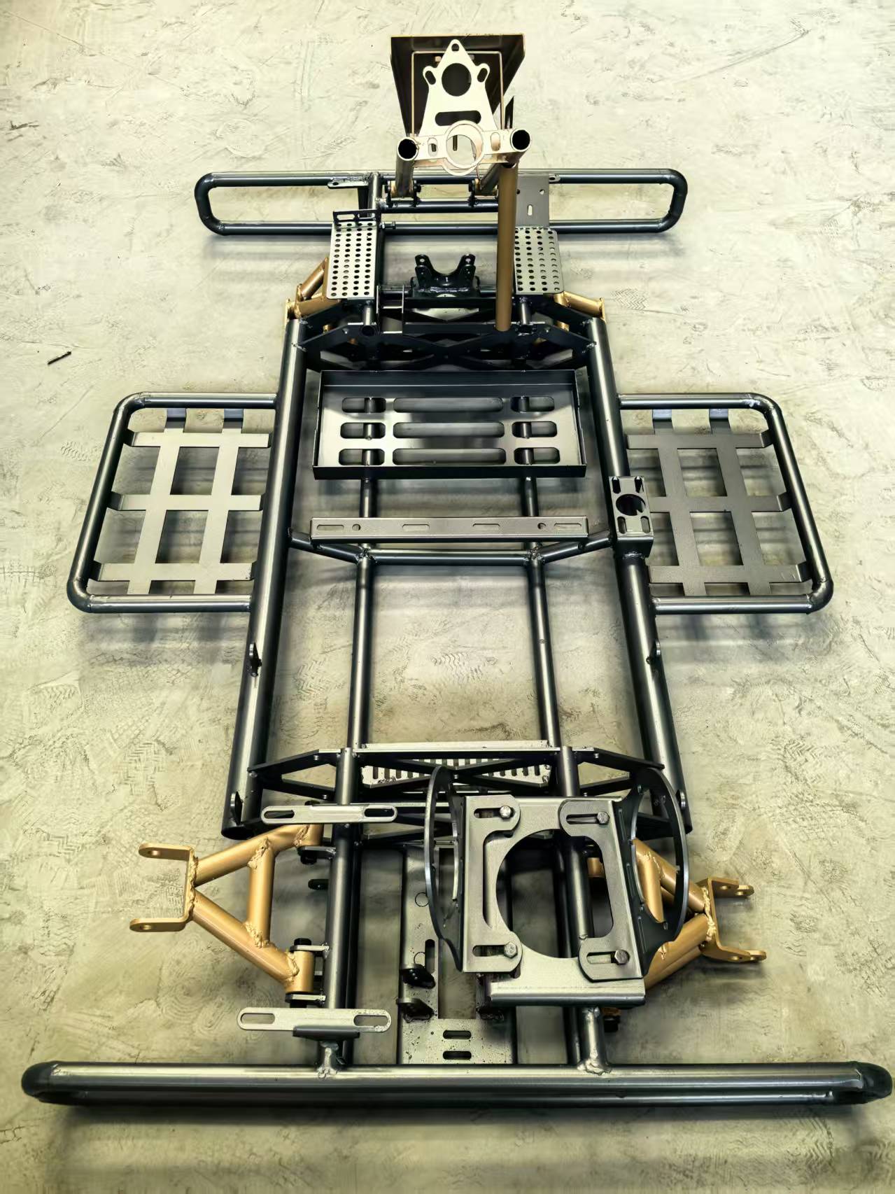全套自制漂移卡丁车图纸网红钢管全套车架羊角法兰下料尺寸CAD3D