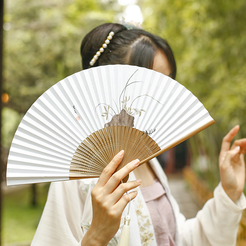 老阊门汉服少女心风穿纸礼品扇子