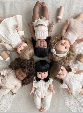 法国minikane娃娃仿真安抚娃娃四肢可动玩偶陪玩玩具娃娃连衣裙