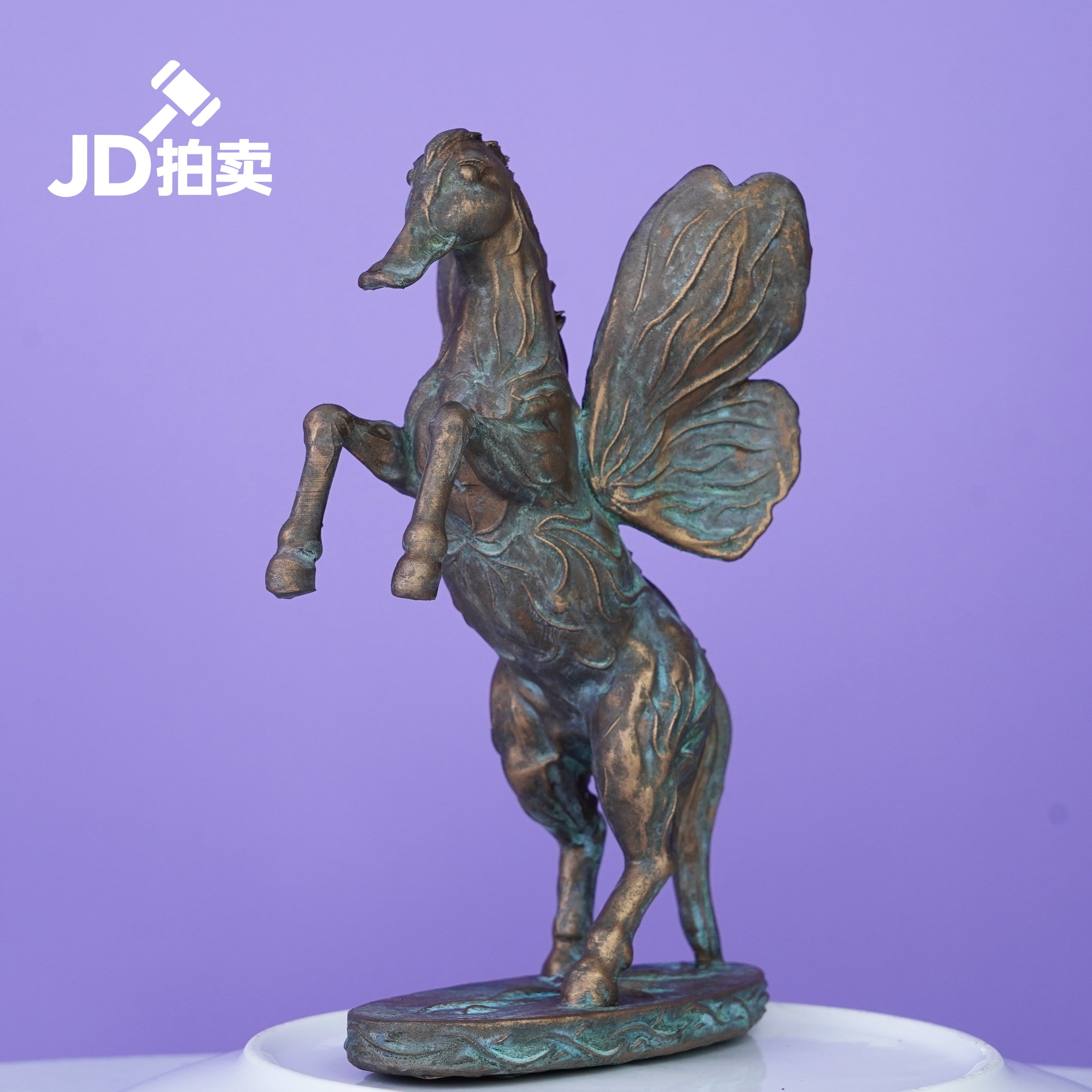 JiaDe商周《鸭马碟》青铜色搞笑潮玩青铜手办模型摆件国潮仿古