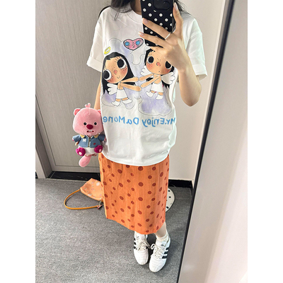 潮牌美式天使印花短袖T恤女装