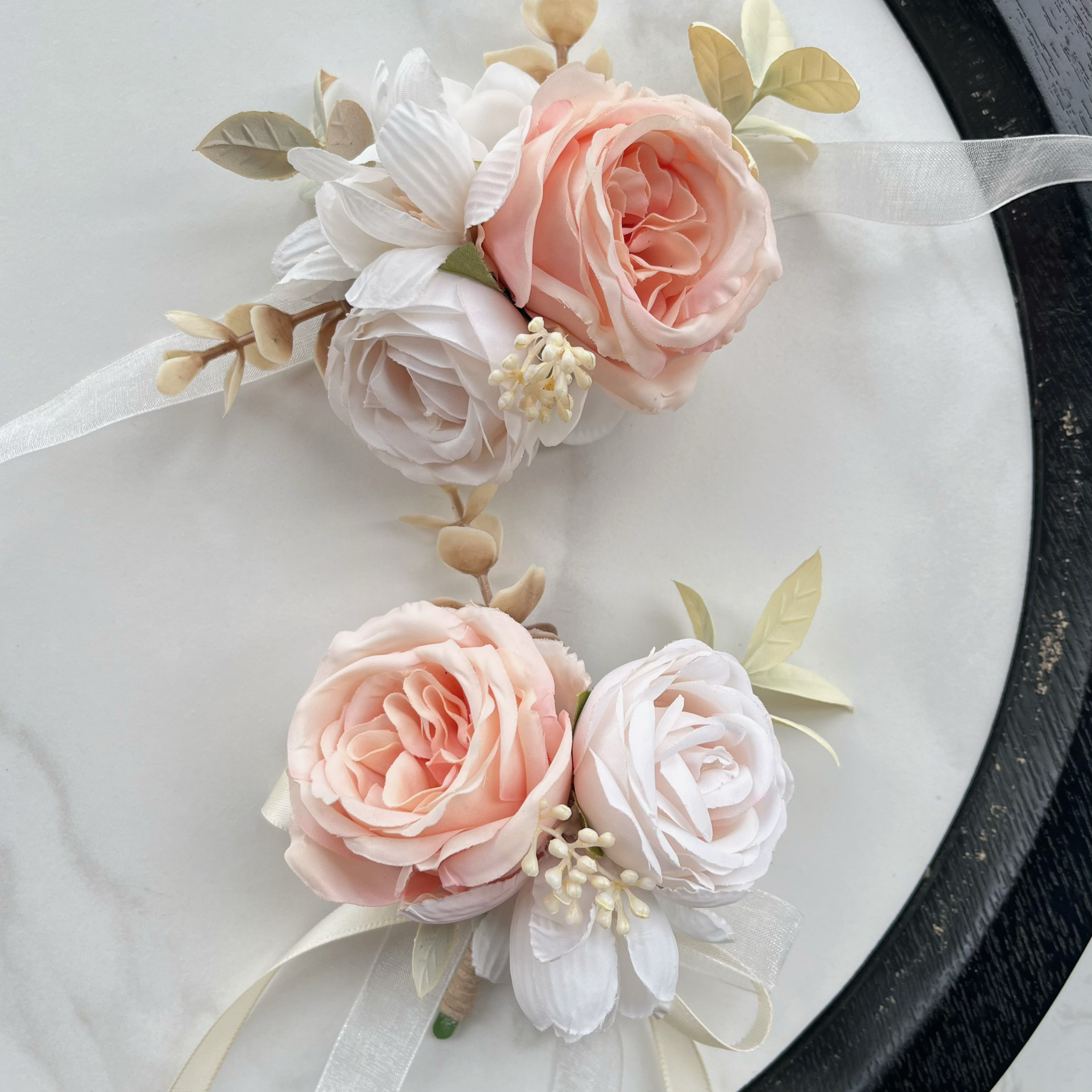 韩式奶粉色香槟色玫瑰手腕花新郎新娘伴娘襟花婚礼商务嘉宾胸花