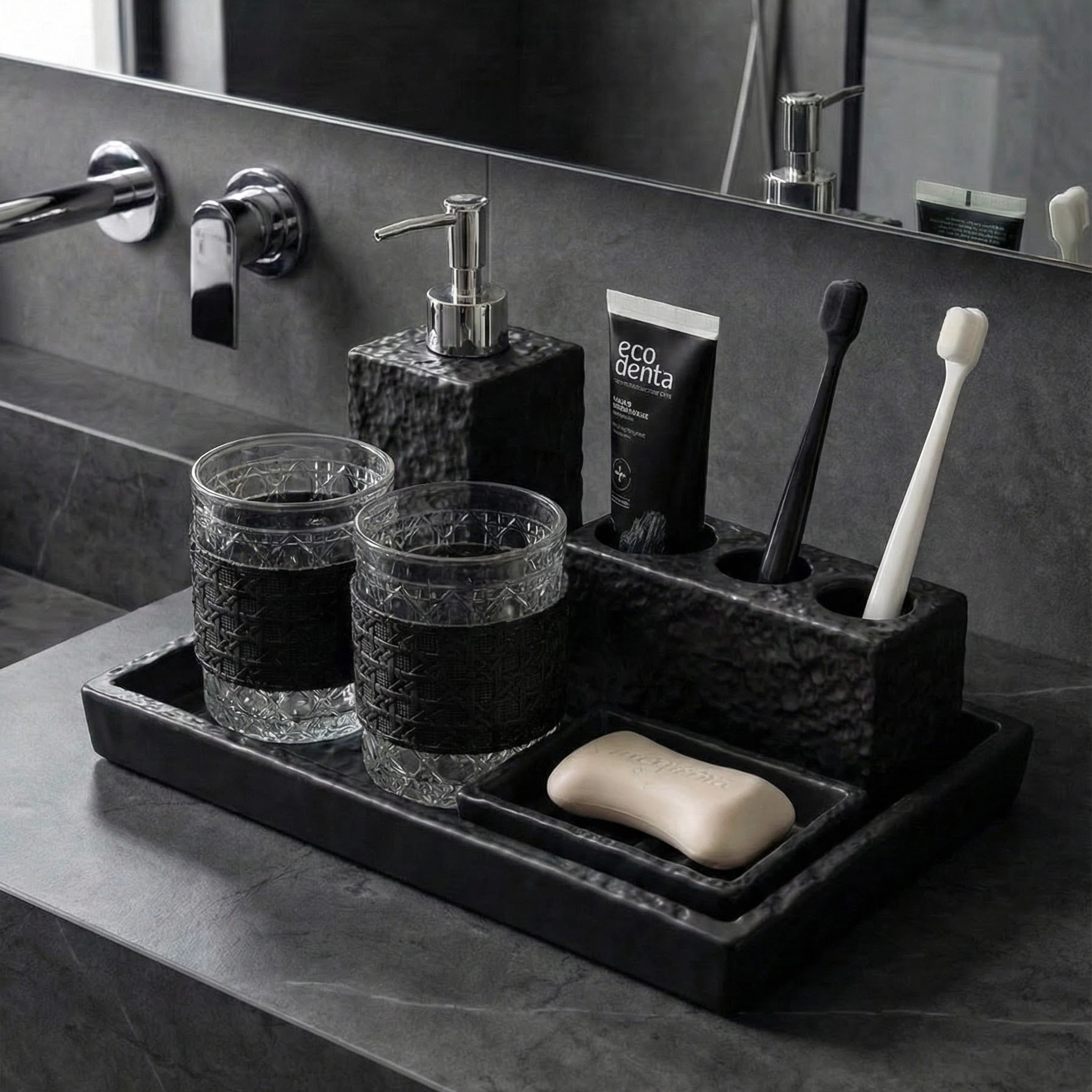 2026新款刷牙漱口杯高颜值电动牙刷牙膏置物架浴室洗漱台面收纳