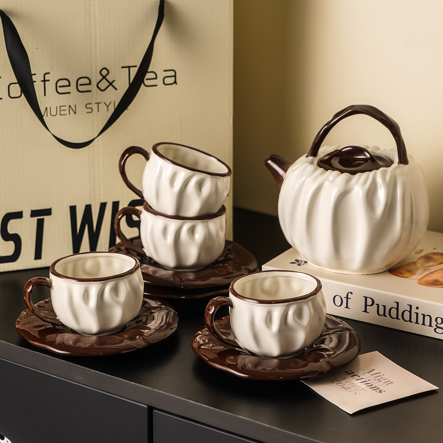 客厅颜值天花板陶瓷水具套装！