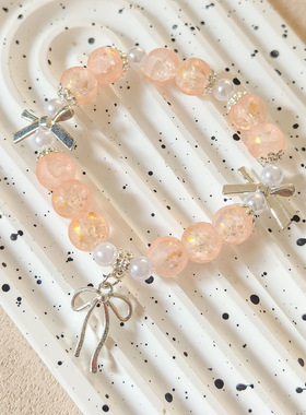 10mm磨砂蝴蝶结手链女简约气质百