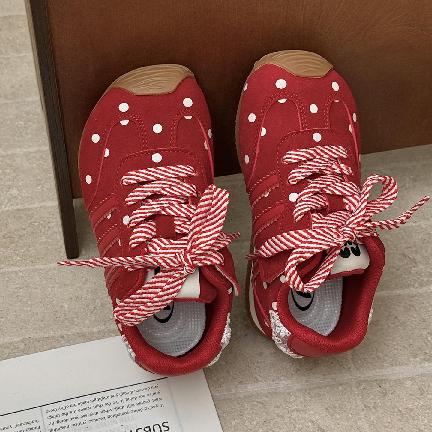 THECBCKIDS波点蕾丝儿童德训鞋