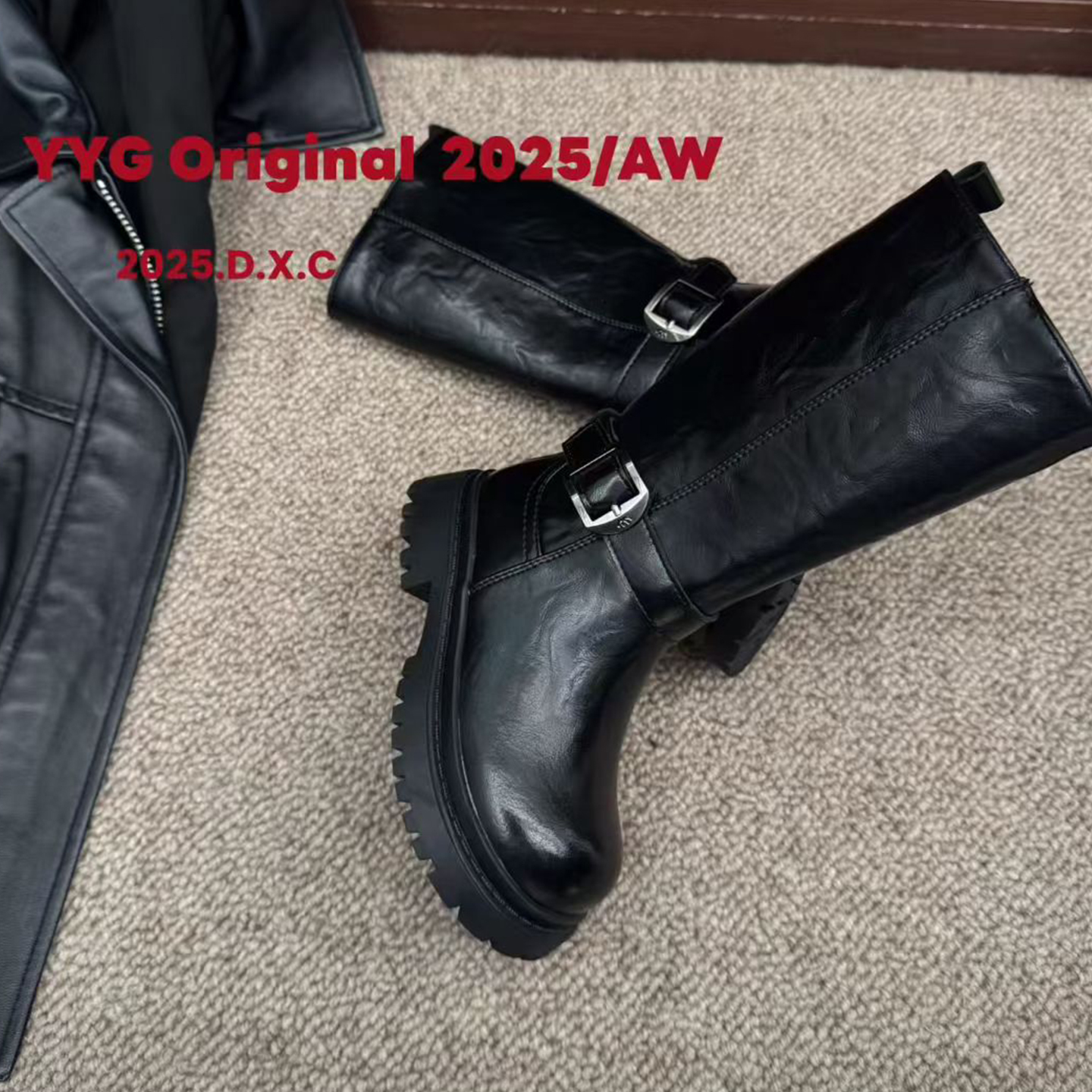 YYG女童靴子2025秋中大童骑士靴