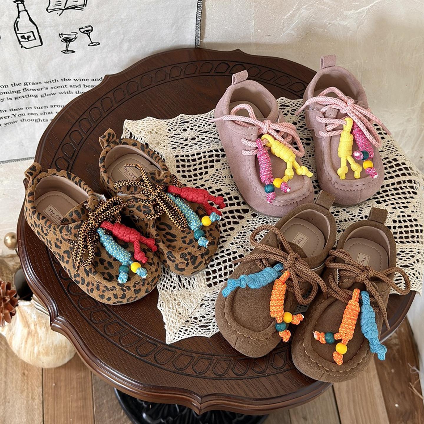 CBC儿童真皮豹纹勃肯鞋2025春秋