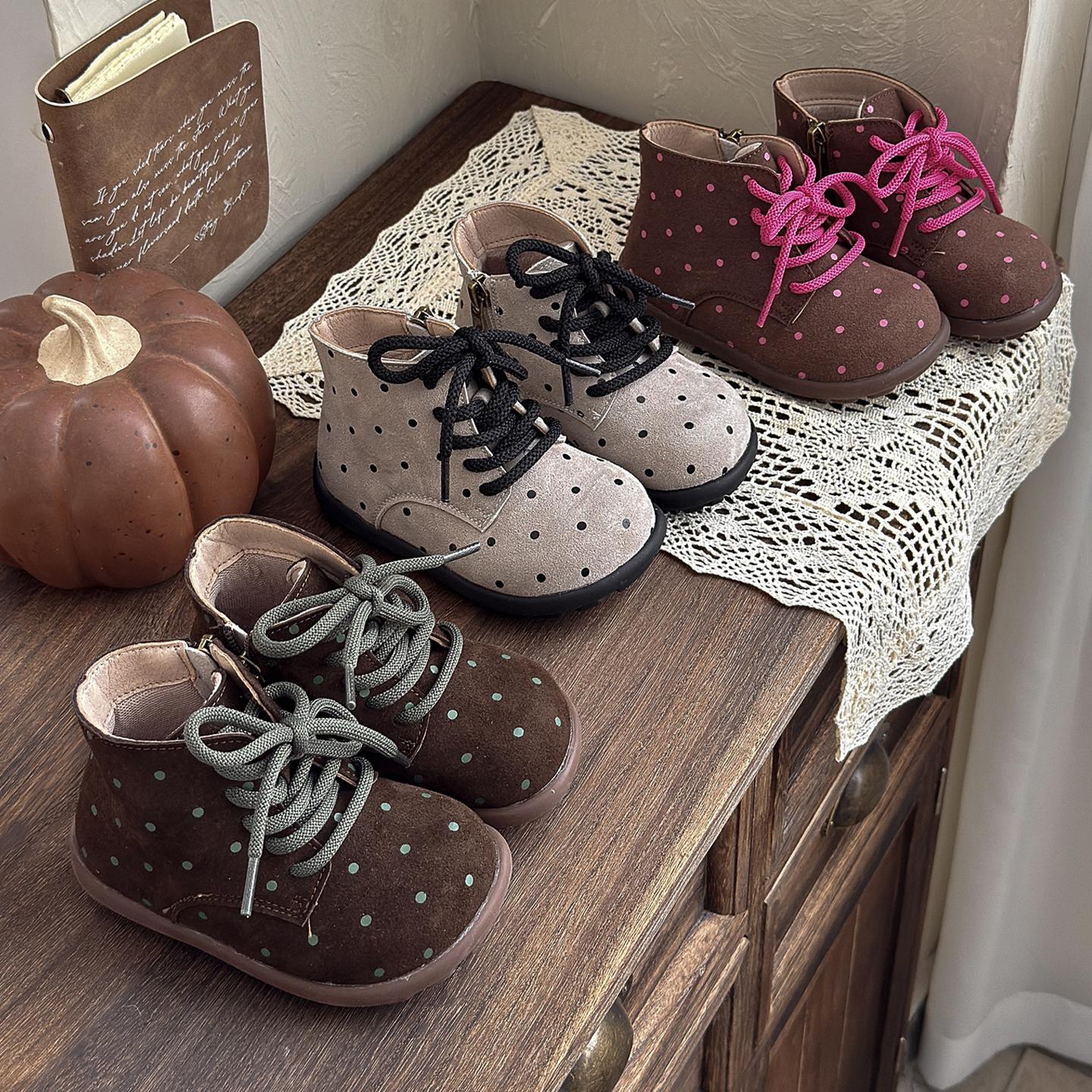 THECBC波点韩版儿童靴子马丁靴