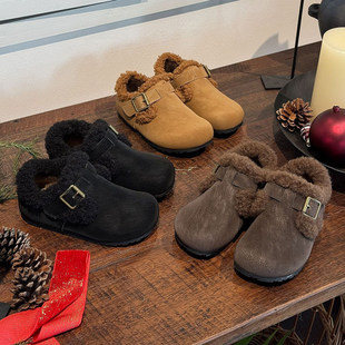 韩版 二棉鞋 复古儿童勃肯鞋 2025加绒男童毛毛鞋 女童超好看冬鞋 ASM