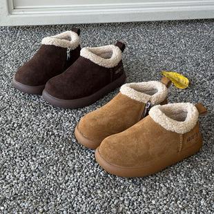 2025冬小土豆雪地靴加绒保暖洋气 女童棉鞋 ASM 真皮复古儿童勃肯鞋