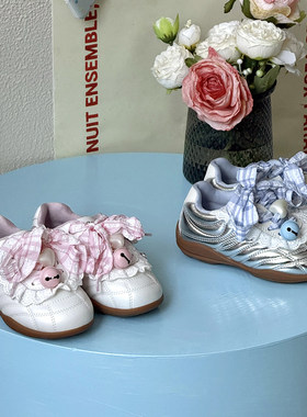 CBC 芭蕾风韩系女童运动鞋公主蕾丝花边德训鞋2026春季儿童赛车鞋