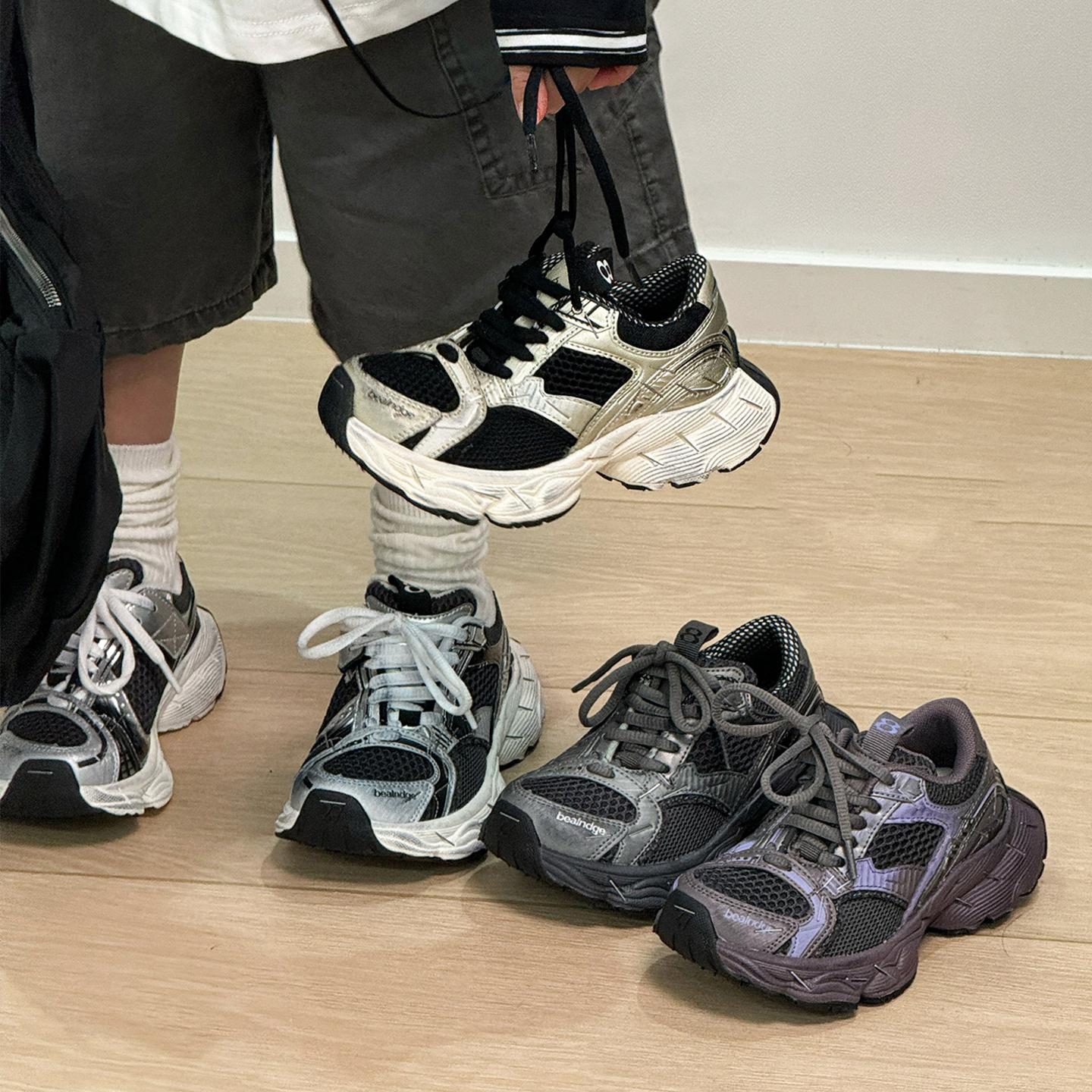 nixil 潮酷擦色做旧巴黎儿童老爹鞋男女童鞋秋季订书机运动鞋跑步