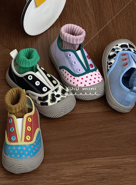 CBC 2026春季一脚蹬儿童帆布鞋韩版撞色男女宝宝幼儿园室内外鞋子