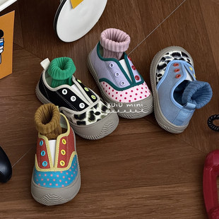 CBC 2026春季一脚蹬儿童帆布鞋韩版撞色男女宝宝幼儿园室内外鞋子