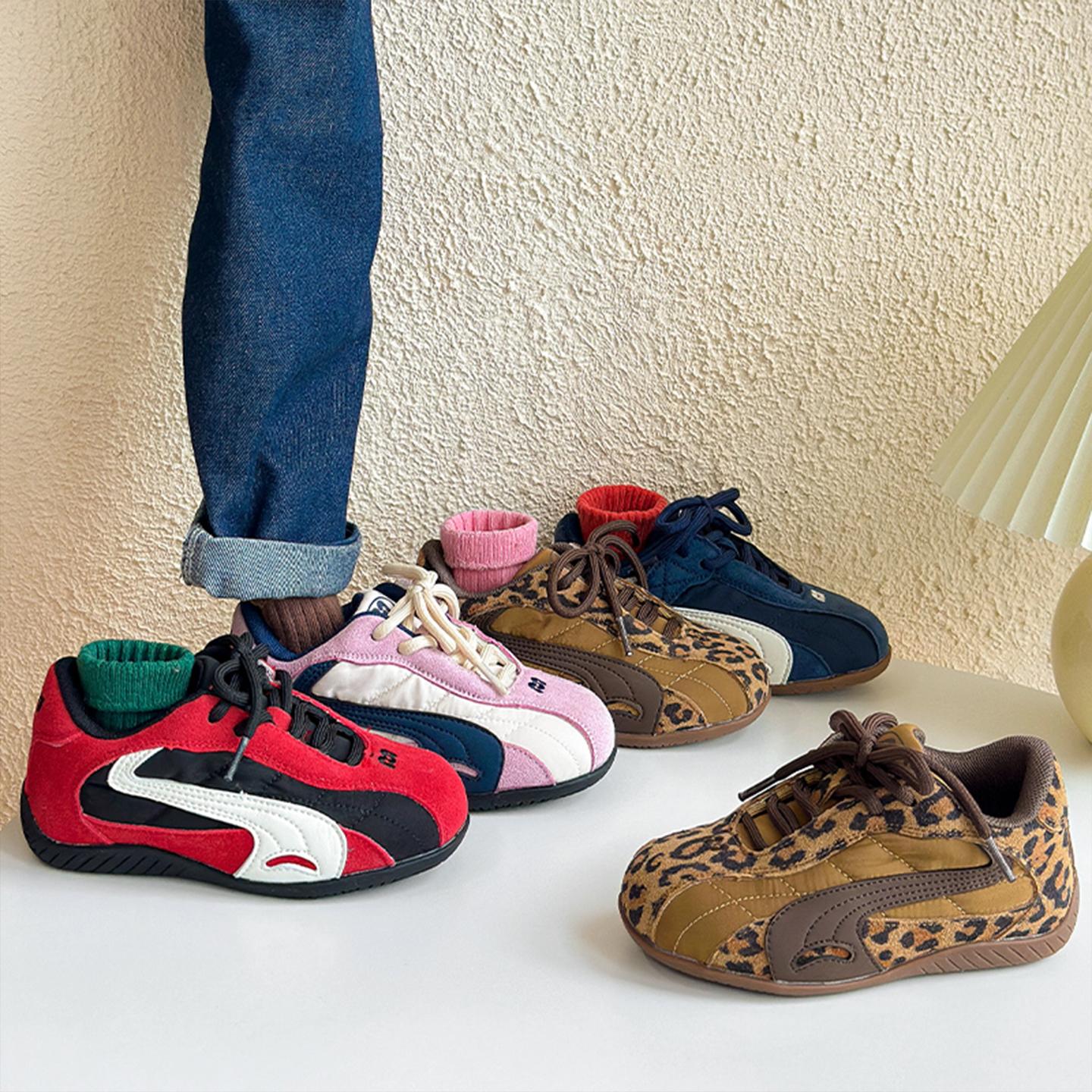 CBC复古豹纹儿童德训鞋男童鞋