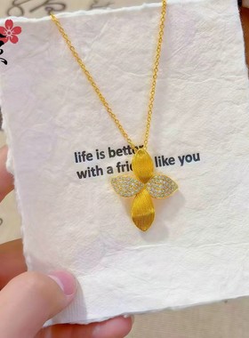 2026小红书款百合首饰套装轻奢高级感富家千金仙女款四叶花瓣项链