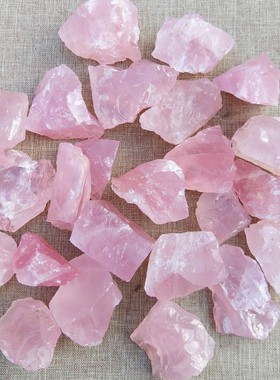 2026天然粉晶原石碎石原矿毛料鱼缸花盆瓶装饰矿物标本摆件