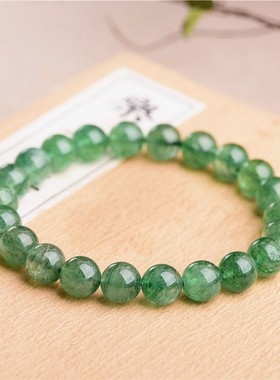 2026久雅水晶 绿草莓晶手链 DIY饰品绿色草莓晶圆珠 散珠