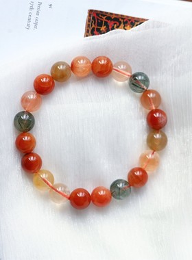 2026天然无优化福禄寿水晶手錬彩发晶兔毛多宝单圈手串包邮 女款