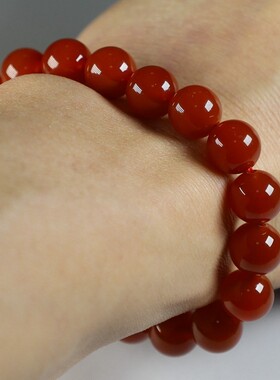 2026[经典传承]天然巴西进口红玛瑙手链10mm男女情侣本命年手串送