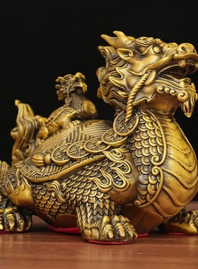 2026母子铜龙龟摆件黄铜八卦龙龟一对铜制龙头龟金钱龟招客厅办公