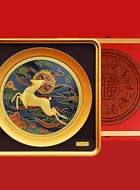 2026厂家一路有你金鹿摆件商务办公企业礼品金箔立体画挂饰伴手礼