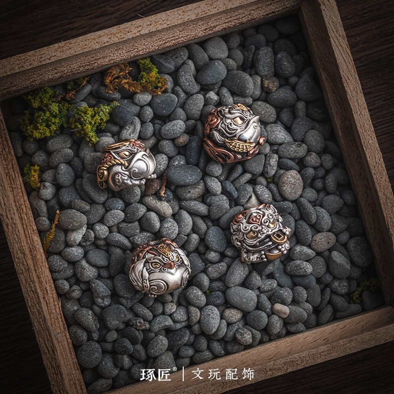 2025琢匠隔珠合集文玩配饰手串配珠龙三通貔貅散珠菩提猴头银饰配