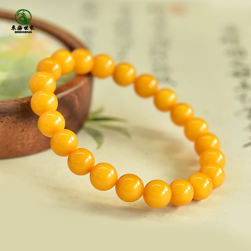 2026蜜蜡手串男女东海水晶玛瑙玉髓翡翠玉石单珠散珠子琥珀鸡油黄