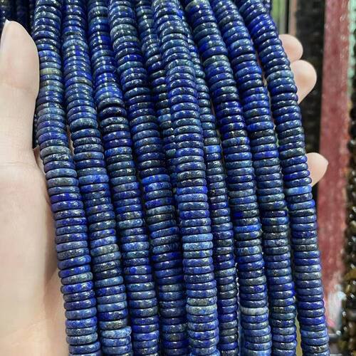 2026天然石青金石圆隔片算盘珠6-10mm半成品散珠DIY手工饰品配件
