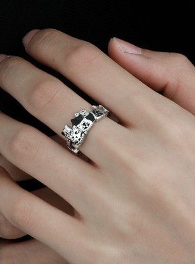 2026涂鸦可爱小猫咪戒指轻奢小众简约指环时尚百搭高颜值食指情侣