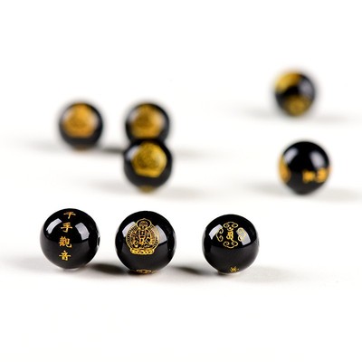 2026烫金玛瑙八大守护神圆珠本命佛生肖 DIY饰品配件