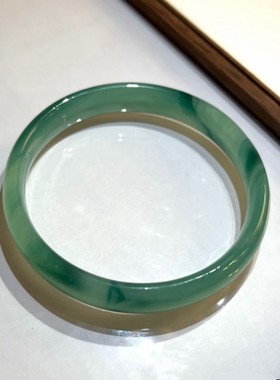 202613mm灰古玉手镯圆条粗款灰古玉新中式旗袍配饰贵妃镯国风手镯