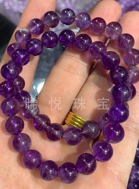 2026天然乌拉圭紫水晶单圈手链清新紫水晶手串成色鲜艳晶体透手饰