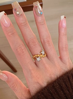 2026小红书爆款双子星戒指新款五角星爆闪点钻小星星指环