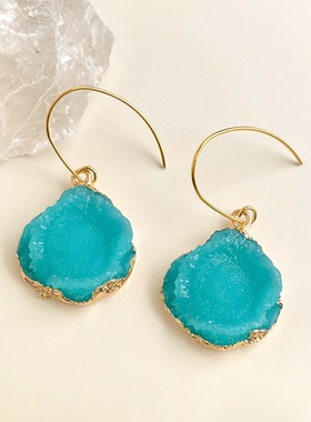 【盐湖系列】~气质绿色春夏款不规则几何立体原创设计耳坠耳环女